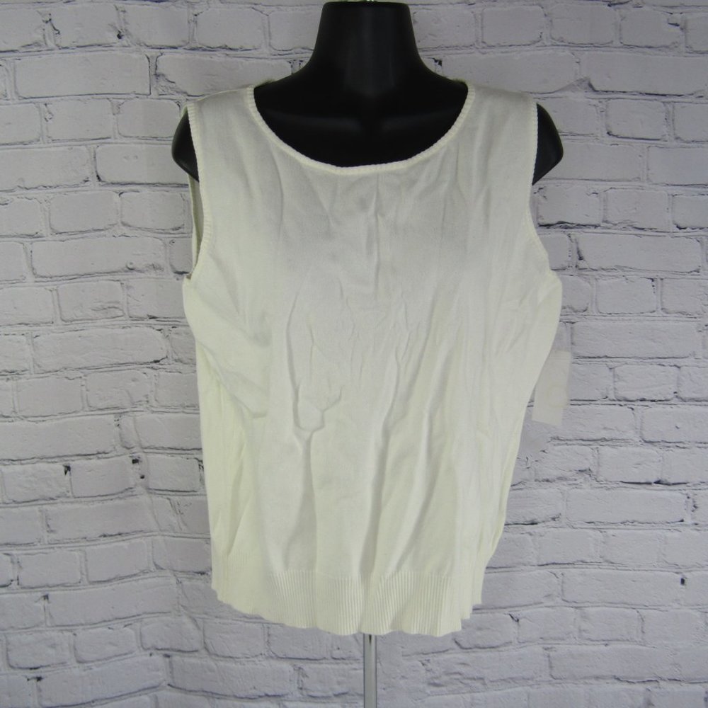 Ella Rose Women's The Majestic Cotton Blend Sleeveless Top Blouse Cream XL